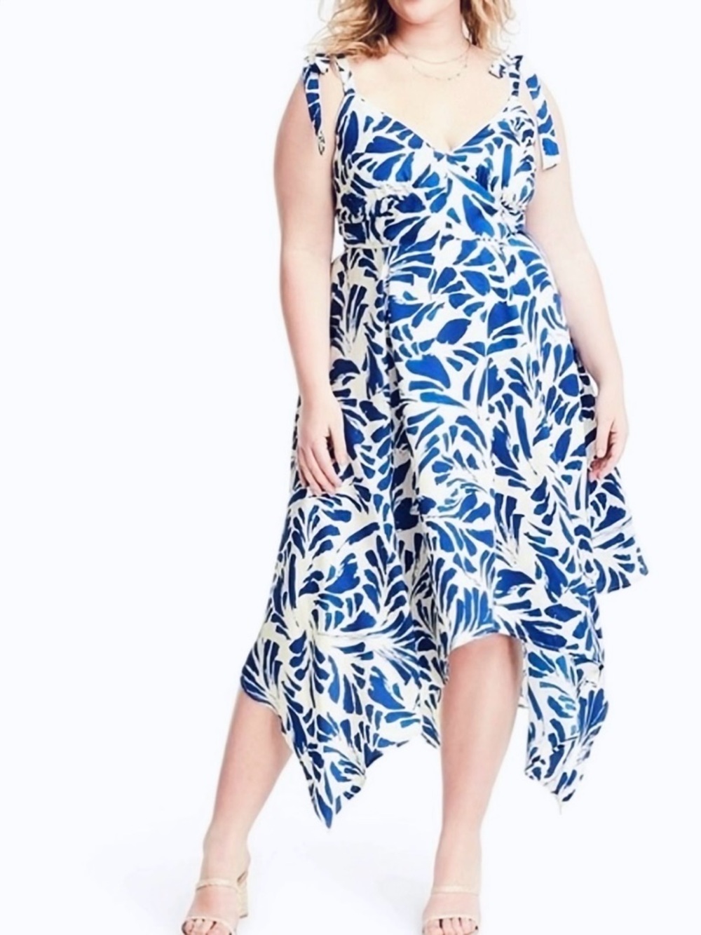 NWT Alexis for Target Botanical Tie Strap Asymmetrical Hem Dress in Blue Floral